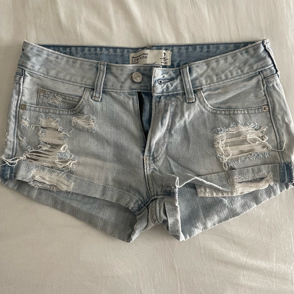 Abercrombie & Fitch Blue Jean Shorts Distressed Cut-Off Style